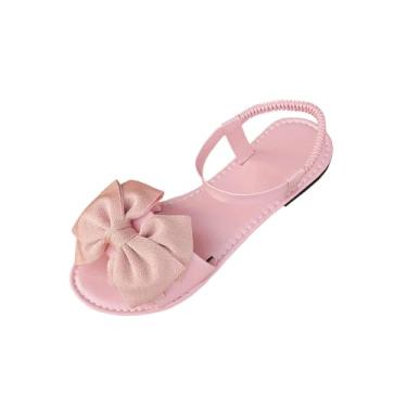 Imagem de Sandálias femininas casuais de salto baixo com laço aberto e bico aberto para primavera e verão, rosa, 34