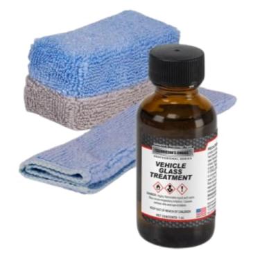 Imagem de Kit de tratamento de vidro para veículos TEC: Frasco de 28 g com microfibra e esponja aplicadora - Repelente de água para para-brisa e janelas - Visibilidade clara, proteção contra chuva de longa