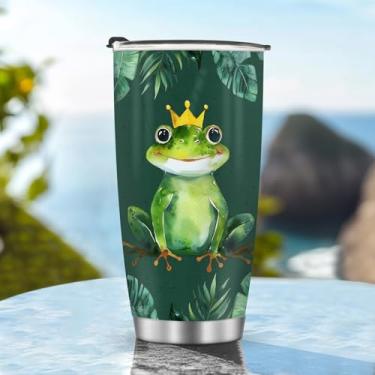 Imagem de Copos isolados de 590 ml, caneca copo de aniversário, presentes de Natal para homens, pai, avô, meninos, filhos, acessórios essenciais de viagem, acessórios indispensáveis com alça gelada, sapo de