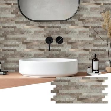Imagem de Miscasa Revestimento de parede de PVC para cozinha, azulejos de parede de PVC com aparência de pedra sintética de ardósia cru no banheiro, lavanderia, acampamento, lareira (amostra)