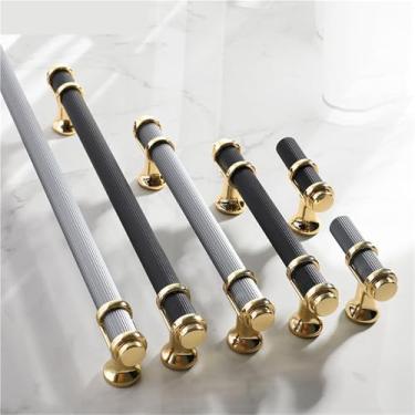 Imagem de HTNAFONI Puxadores de porta de liga de alumínio preto dourado puxadores de armário de cozinha puxadores de porta de guarda-roupa puxadores de móveis 1 peça (7002 ouro preto 96 mm)