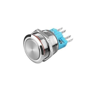 Imagem de AEHON Interruptor de botão SPST liga/desliga de 12 mm/16 mm/19 mm sem lâmpada (cabeça chata 22B2, trava)