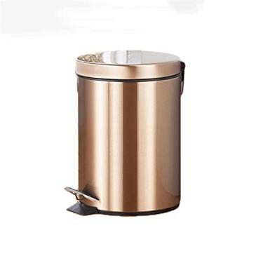 Imagem de Caixote do lixo grande lata de lixo interna redonda estampada com tampa escritório quarto cesto de lixo lixeira