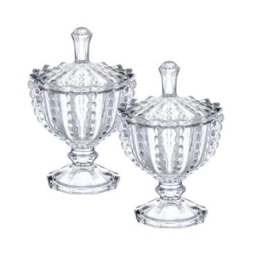 Imagem de Kit 2 Bomboniere Potiche Baleiro Pote Vidro Porta Joias Decorativo Doc