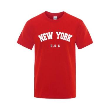 Imagem de Camiseta Masculina Estampada De Rua De Nova York, Solta E Oversized, E