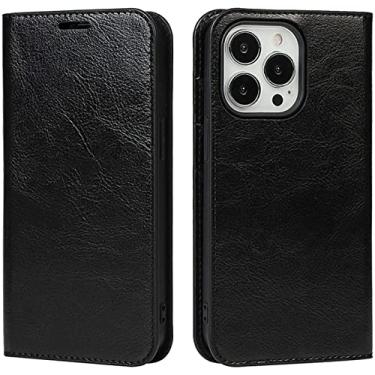 Imagem de KKFAUS Capa de telefone fólio [suporte de cartão], para Apple iPhone 13 Pro Max (2021) couro de 6,7 polegadas [revestimento interno de TPU] capa carteira flip estilo notebook capa (cor: preto)
