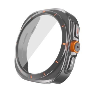 Imagem de CYSUE Atualizar para ultra case para samsung galaxy watch 7 6 40mm 44mm mudar para galaxy watch ultra 47mm protetor de tela de vidro temperado(Titanium Grey,Watch 7 44mm)