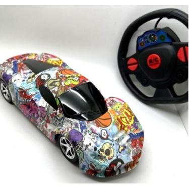 Imagem de Carro de corrida Graffiti RC com luz 4WD MeninosControle Remoto Brinqu