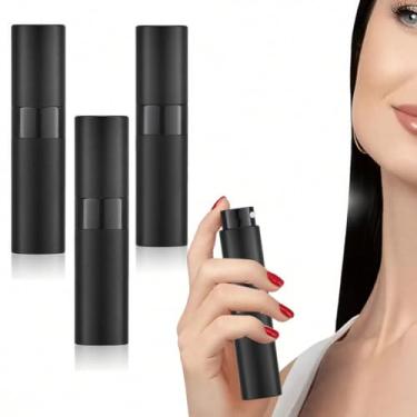Imagem de Frasco atomizador de perfume de 8 ml para viagens (3 peças) dispensador de colônia vazio, pulverizador portátil (preto)