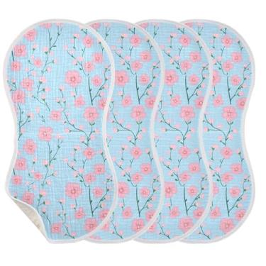 Imagem de Wassud Pano de musselina floral para arrotar bebê, 1 pacote com babadores de algodão, toalha de rosto absorventes e macios para arrotos para meninos e meninas recém-nascidos