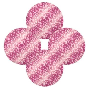 Imagem de Wassud Jogo americano conjunto de 4 tapetes redondos com glitter magenta para cozinha e jantar, tapetes laváveis e resistentes ao calor, decoração de mesa 39 cm