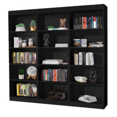 Imagem de Organizador Kit 3 Livreiros Caio Multiuso Escritório Casa Preto - J & 