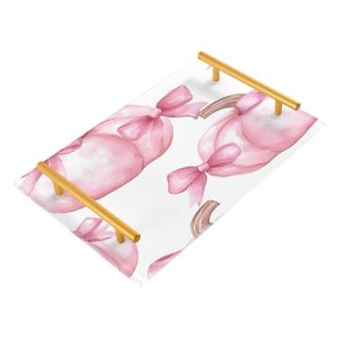 Imagem de xigua Bandeja de banheiro de abóboras de outono com alças bandeja de servir antiderrapante para mesa de centro, organizador de bancada de cabeceira bandeja de decoração de acrílico para decoração de