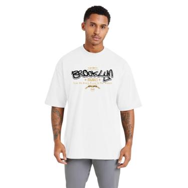 Imagem de Camiseta Oversized Masculina Estampada em Algodão Respirável para Uso Diário-Masculino
