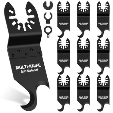 Imagem de 10 conjuntos de lâminas de ferramentas oscilantes, lâmina de faca de gancho multiferramenta oscilante, lâminas de serra de titânio de alta dureza para material duro, pregos/parafusos/parafusos de