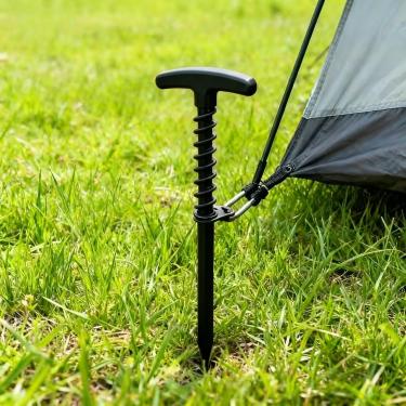 Imagem de Pacote com 10 estacas de barraca em espiral, âncoras de aterramento resistentes para acampamento