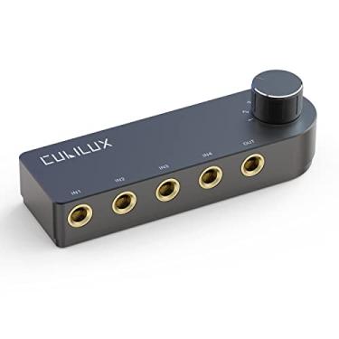 Imagem de Cubilux Interruptor de áudio passivo, bidirecional 1 a 4 6,35 mm TRS Jack Speaker Switch, seletor de interruptor auxiliar estéreo de 4 canais para fones de ouvido, amplificador de sistema de som