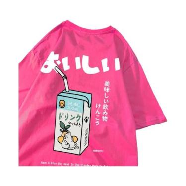 Imagem de Camiseta Unissex Oversized De Algodão Com Estampa De Gato Japonês, Man