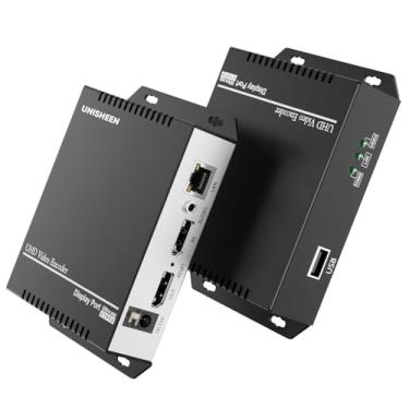 Imagem de Unisheen Codificador de transmissão de vídeo com porta de exibição 4K30 compatível com UTP/SRT/RTSP/RTMPS/UDP/NVR, saída 2160p30, transmissão ao vivo H.265/H.264 no YouTube, Facebook, Wowza, códigos