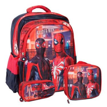Imagem de Kit Mochila Infantil Escolar Menino Com Lancheira Térmica - Plike