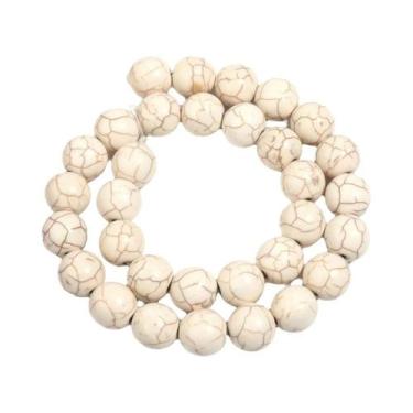 Imagem de Contas De Pedra Natural Turquesa Branca 3-20mm Contas Redondas Soltas 