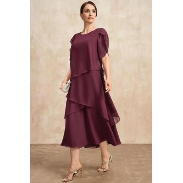 Imagem de Vestido Maxi Elegante plus Size Para Mulheres, Manga Curta, Camadas Ir