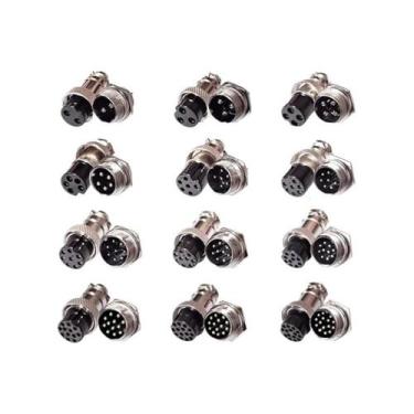 Imagem de Par de conector Gx16 Macho + Fêmea 9 Pinos - Original - CQC