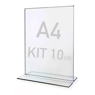 Imagem de Display Expositor T A4 21x30cm Acrílico Ps Balcão 10 Peças