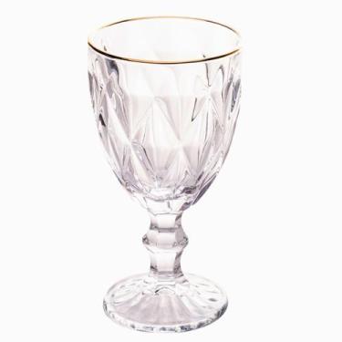 Imagem de Taça De Vidro Com Borda Dourada Fio De Ouro Diamond 330ml - Class Home