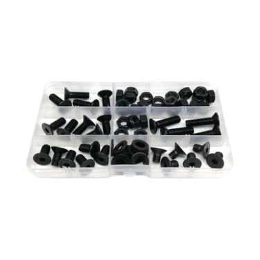Imagem de Conjunto De Parafusos, Porcas E Arruelas De Aço Preto Grau 10.9 Com Ca