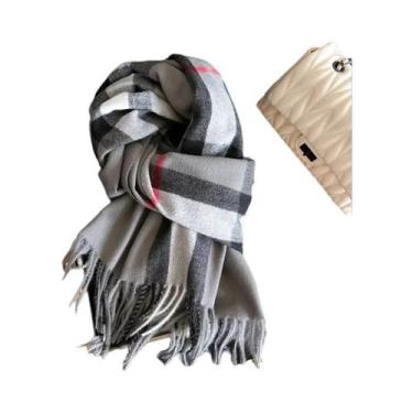 Imagem de Cachecol De Inverno Em Estampa Xadrez Para Mulheres E Homens, Tipo Cas