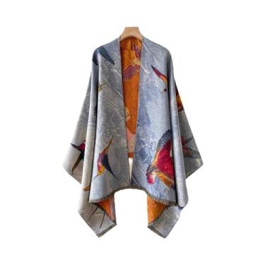 Imagem de Pashmina Feminina De Luxo Em Caxemira Com Jacquard Floral, Xale Quente