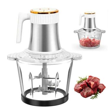 Imagem de Mini Processador Eletrico Moedor de Carne 4 Laminas 3 Litros Tritura Verdura Legumes Tempero Especiarias Alimento Preparo Refeiçao Potente