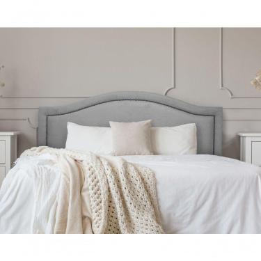 Imagem de Cabeceira King Curva Luxo 193x60 Suede Cinza - Tachas Fumê