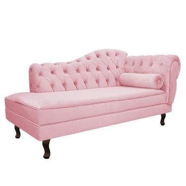 Imagem de Diva Recamier Diana 130Cm Lado Esquerdo Suede - Amarena Móveis Cor Rosa Bebê