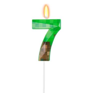 Imagem de Velas de aniversário pixel, velas de número mineiro para bolo número 1, topo de bolo para velas temáticas de jogos, decoração de aniversário, suprimentos para celebrações de aniversário (7)