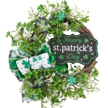 Imagem de Coroa de flores de trevo de laço para festival da Irlanda