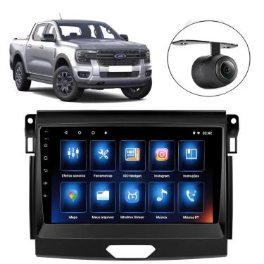 Imagem de Central Multimídia Android 2 Din Ford Ranger Moldura 9 Câmera Ré