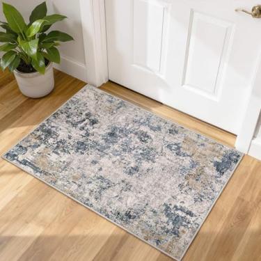 Imagem de Tapetes de área para sala de estar: Tapete lavável abstrato 2x3 moderno neutro grande macio resistente a manchas antiderrapante mesa para quarto sala de jantar interior tapete de escritório em casa