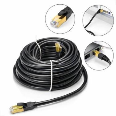 Imagem de Cabo de Rede Ethernet CAT8 15 Metros Blindado 40Gbps RJ45 Cobre Banhad