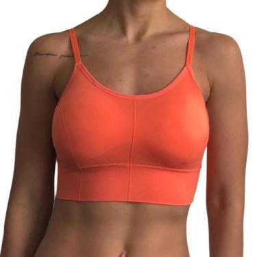 Imagem de Top Com Bojo Removível Alça Fina Super Confortável Academia COR:LARANJ