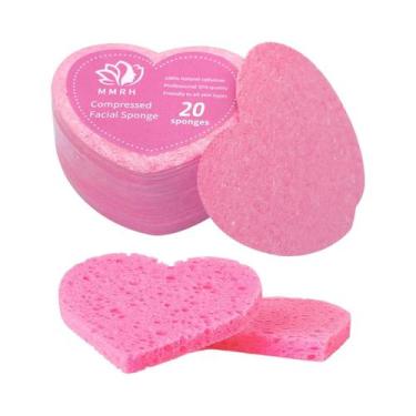 Imagem de Discos De Limpeza Facial Em Formato De Coração, 20 Peças, Esponjas Cos