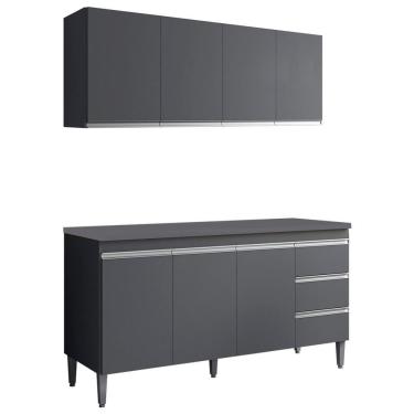 Imagem de Armario Aereo E Balcao Com Tampo 160 Cm Andreia Cinza Reajl Cinza