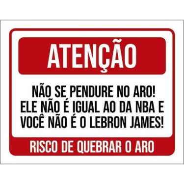 Imagem de Kit 3 Placa Acm Atenção Não Se Pendure No Aro Basquete 18X23 - Sinaliz