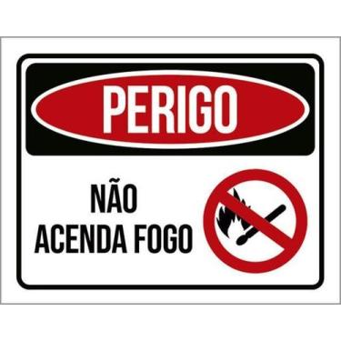 Imagem de Kit 5 Placas Sinalização - Perigo Não Acenda Fogo Ícone - Sinalizo