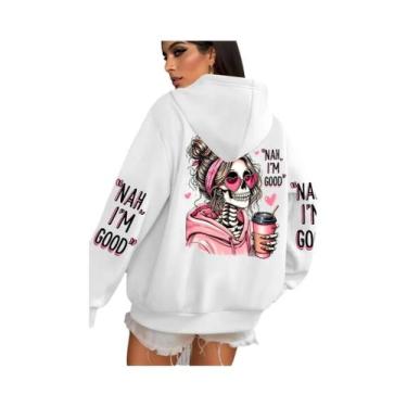 Imagem de Moletom Feminino Multicolorido Com Estampa Engraçada, Casual E Solto, 