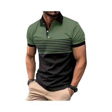 Imagem de Camisa Polo Listrada Casual Masculina Moda Verão 2025 Streetwear - NON