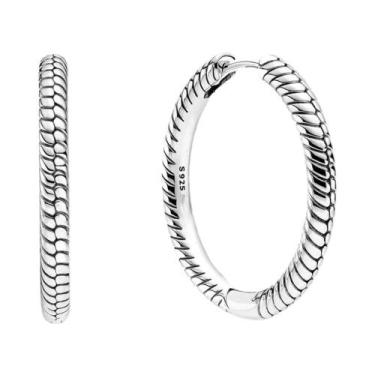 Imagem de Brincos De Argola Femininos Em Prata 925 Com Flor Azul E Pingente De C