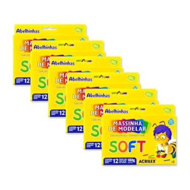 Imagem de Massinha de modelar Soft Acrilex 180g com 12 cores Kit 6 caixas