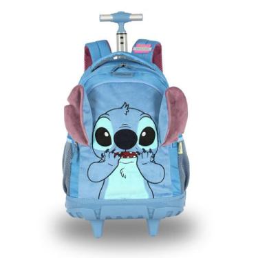 Imagem de Mochila de Rodas Stitch Disney Peluciado Escolar Meninas 3D - Luxcel, 